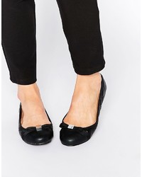 Black Quilted Leather Ballerina Shoes