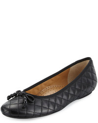 Neiman Marcus Sidney Quilted Leather Ballerina Flat Black