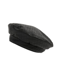 Black Quilted Leather Beret