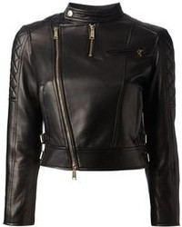 Black Quilted Leather Biker Jacket