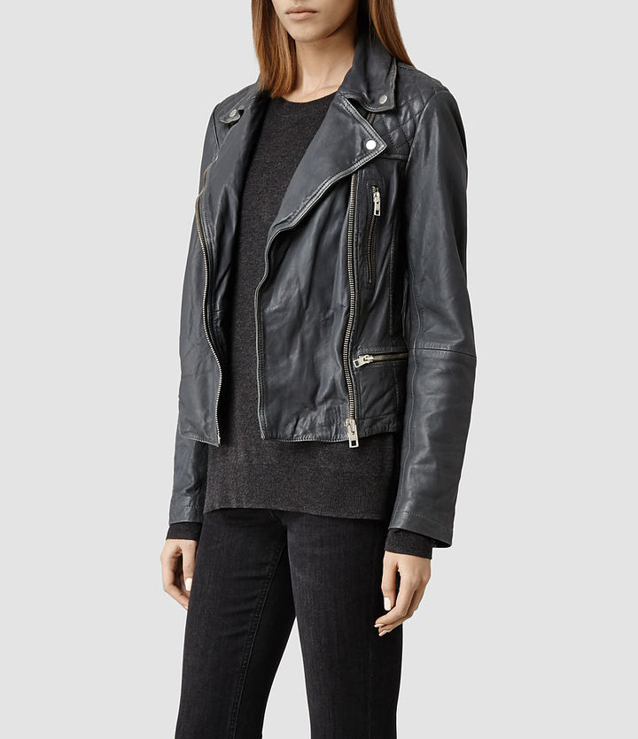 AllSaints Cargo Leather Biker Jacket, $560 | AllSaints | Lookastic.com