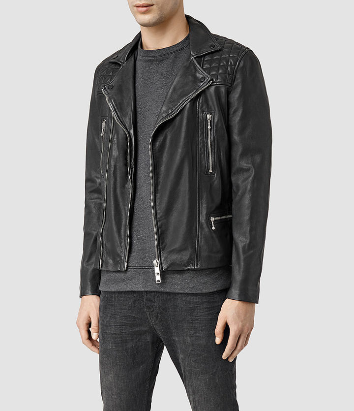 AllSaints Rowley Leather Biker Jacket, $560 | AllSaints | Lookastic