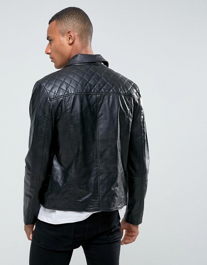 Barneys Originals Barneys Premium Leather Biker Jacket, $158 | Asos ...