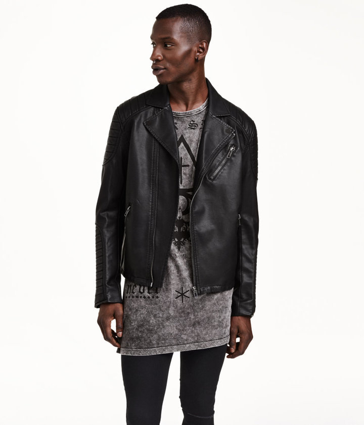 H&M Biker Jacket Black, $69 | H & M | Lookastic