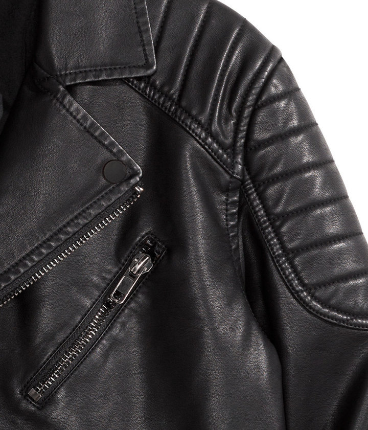 H&M Biker Jacket Black, $69 | H & M | Lookastic