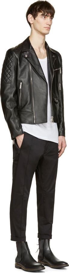 DSQUARED2 Black Quilted Leather Chic Kiddo Biker Jacket, $2,970 ...
