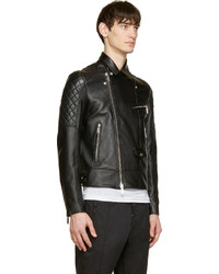 DSQUARED2 Black Quilted Leather Chic Kiddo Biker Jacket