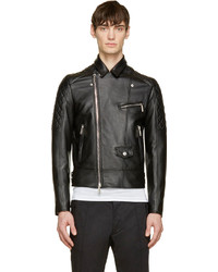 DSQUARED2 Black Quilted Leather Chic Kiddo Biker Jacket