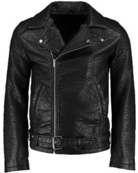Boohoo Black Textured Faux Leather Biker Jacket
