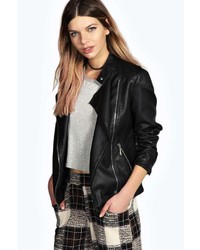 Boohoo Lina Quilted Faux Leather Biker Jacket