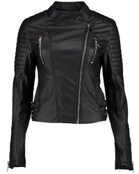 Boohoo Boutique Harriet Leather Look Quilted Biker Jacket