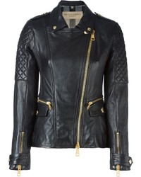 Women's Black Quilted Leather Biker Jacket, Grey Tunic, Grey Leather  Leggings, Silver Sequin Flat Sandals