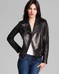 Calvin Klein Asymmetric Zip Quilted Leather Jacket