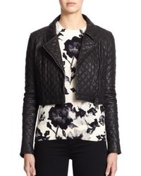 Haute Hippie Cropped Quilted Leather Moto Jacket