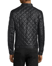 Moncler Debise Quilted Leather Moto Jacket Black