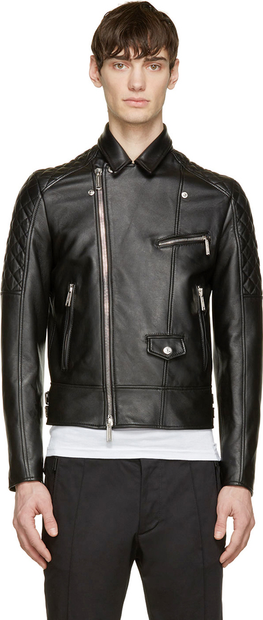 DSQUARED2 Black Quilted Leather Chic Kiddo Biker Jacket | Where to buy