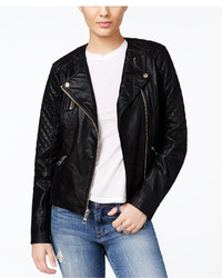 guess women's black leather jacket