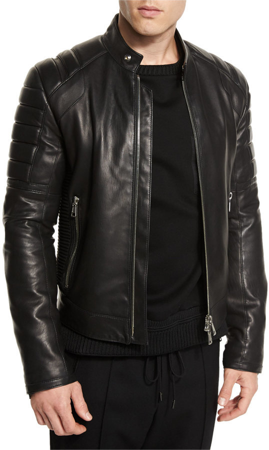 Juun.J Juun J Leather Quilted Panel Moto Jacket, $2,115 | Neiman Marcus ...