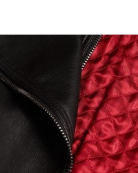 Burberry Lived In Lambskin Biker Jacket With Detachable Warmer