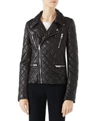 Gucci Logo Quilted Leather Biker Jacket