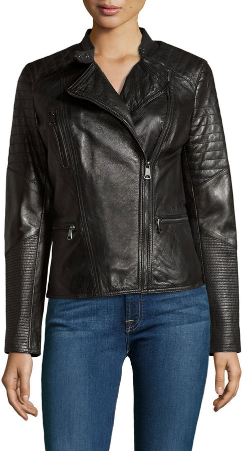 Marc By Andrew Marc New York M Quilted Leather Moto Jacket Black, $329 ...
