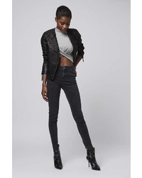 Topshop Quilted Faux Leather Biker