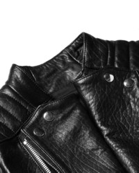 Balmain Quilted Grained Leather Biker Jacket
