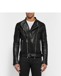 Balmain Quilted Grained Leather Biker Jacket