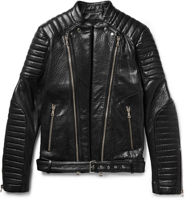 Balmain Quilted Grained Biker Jacket, $5,255 | MR PORTER | Lookastic