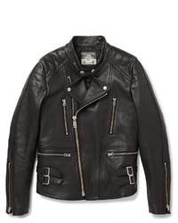 Blackmeans Slim Fit Quilted Leather Biker Jacket