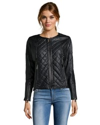 Storiesby Kelly Osbourne Black Quilted Faux Leather Biker Jacket