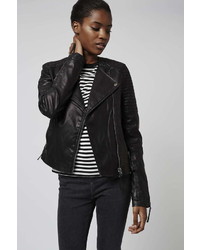 Tall Quilted Faux Leather Biker