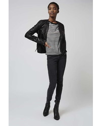 Tall Quilted Faux Leather Biker