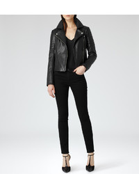 Reiss Topaz Quilted Leather Biker Jacket