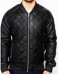 Barneys Quilted Leather Bomber Jacket, $569 | Asos | Lookastic.com