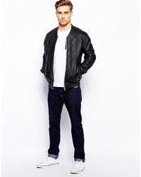Barneys Quilted Leather Bomber Jacket
