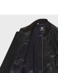 Paul Smith Black Quilted Lamb Leather Bomber Jacket