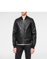 Paul Smith Black Quilted Lamb Leather Bomber Jacket
