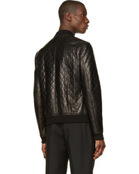 Dolce & Gabbana Black Quilted Leather Bomber Jacket