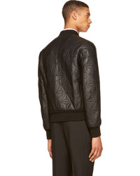 Neil Barrett Black Quilted Leather Bomber Jacket