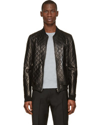 Dolce & Gabbana Black Quilted Leather Bomber Jacket