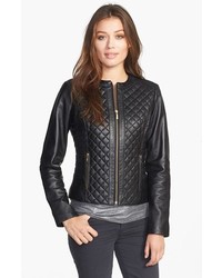 Cole Haan Collarless Quilted Leather Jacket