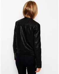 Asos Collection Bomber Jacket In Quilted Leather Look