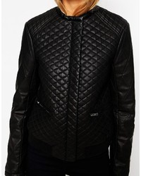 Asos Collection Bomber Jacket In Quilted Leather Look