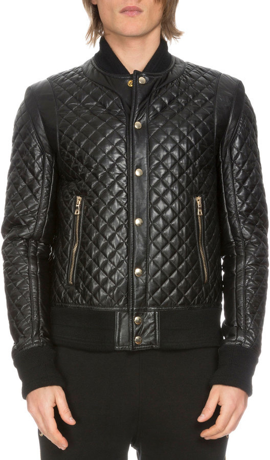 Balmain Diamond Quilted Leather Jacket Black, $5,125 | Bergdorf Goodman | Lookastic