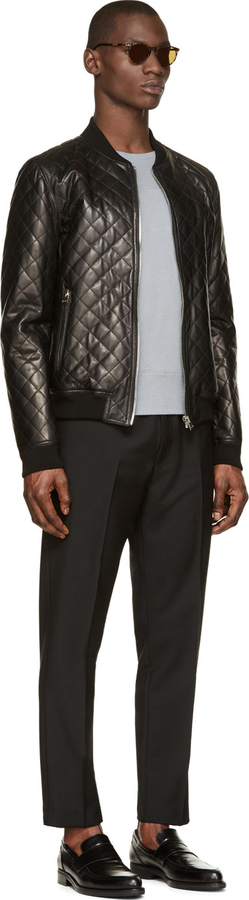 Dolce & Gabbana Black Quilted Leather Bomber Jacket | Where to buy