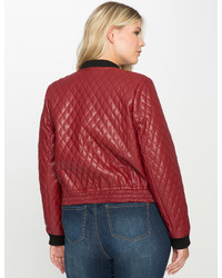 ELOQUII Plus Size Quilted Faux Leather Bomber Jacket