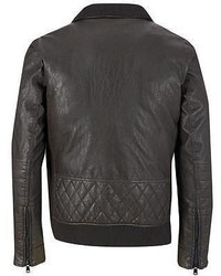 Black Rivet Faux Leather Quilted Bomber Jacket