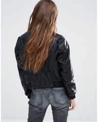 G Star G Star Leather Look Quilted Bomber Jacket