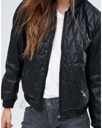 G Star G Star Leather Look Quilted Bomber Jacket